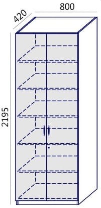 Wymiary szafy Profi Max MTX-17 Wuteh - wysokość 219,5 cm szerokość 80 cm głębokość 42 cm
