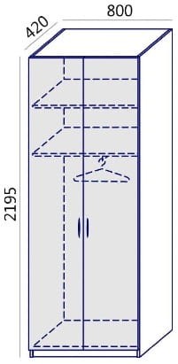 Wymiary szafy ubraniowej Profi Max MTX-18 Wuteh - wysokość 219,5 cm szerokość 80 cm głębokość 42 cm