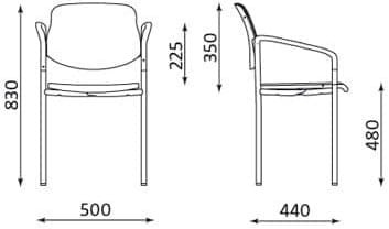 Krzesło Styl Arm Nowy Styl – rysunek techniczny z wymiarami