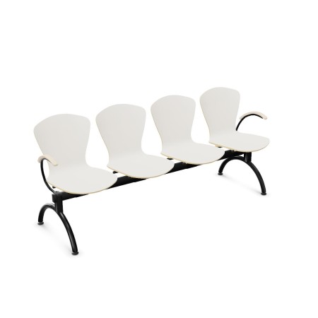 Ławka 4-osobowa Bingo-4 ARM WOOD Nowy Styl ze stelażem Jet Black RAL 9005 – widok z przodu