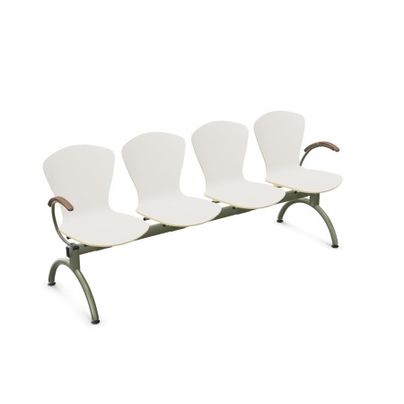 Ławka 4-osobowa Bingo-4 ARM WOOD Nowy Styl ze stelażem Olive Green RAL 6003 – widok z przodu