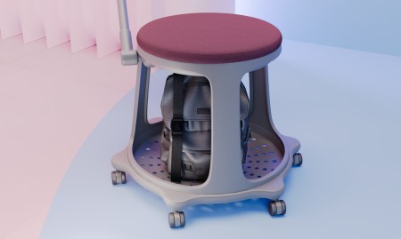 Krzesło szkoleniowe Bzoom Nowy Styl z pulpitem i schowkiem, mobilne, uczelniane