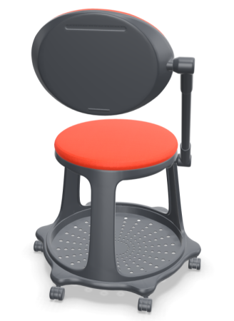 Krzesło szkoleniowe Bzoom Nowy Styl z pulpitem i schowkiem, mobilne, uczelniane