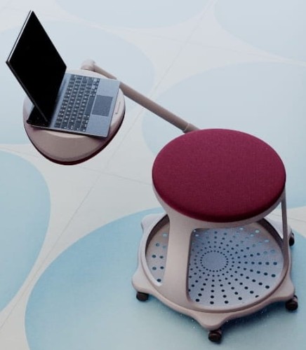 Krzesło szkoleniowe Bzoom Nowy Styl z pulpitem i schowkiem, mobilne, uczelniane