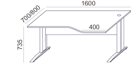 Sove SV-35 Biurko biurowe prawe (70/80x160)  z organizacją kabli