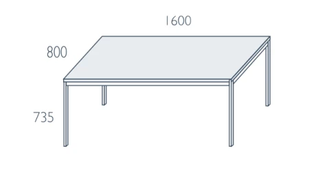 Stół Classic CS-6 Wuteh 1600 × 800 × 735 mm – rysunek wymiarowy