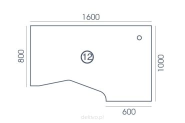 Rzut z góry prawego biurka narożnego Vega VG-12 Wuteh