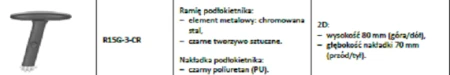 Krzesło Offix Nowy Styl C38 – rysunek podłokietnik z wymiarami