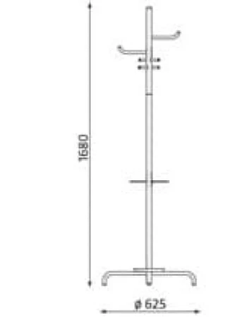 Wieszak biurowy Arizona Nowy Styl – wymiary 1860 mm, średnica podstawy 625 mm