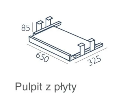 Rysunek wymiarowy pulpitu pod klawiaturę PU-3 Wuteh