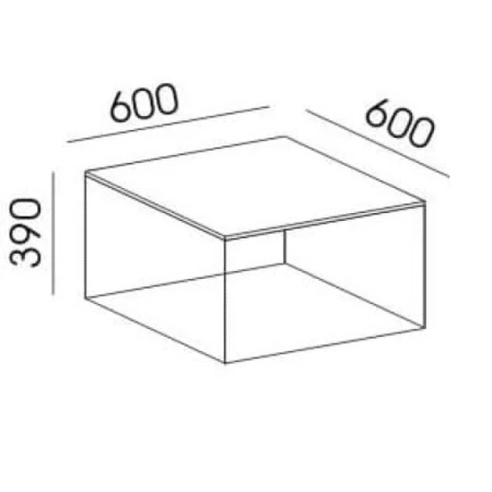 Wymiary stolika kawowego Loft LF-3 Wuteh 600 × 600 × 390 mm