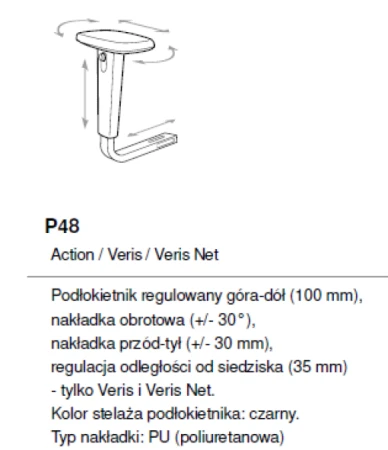 Podłokietnik P48 Veris Net 110SFL Profim