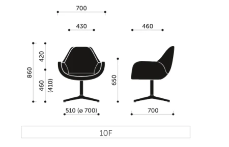 Fotel obrotowy Profim FAN 10F – wymiary