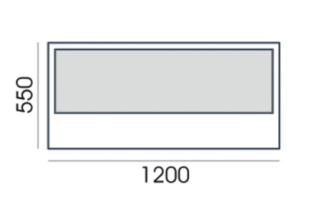 Przegroda biurkowa PN-2 Wuteh 1200 × 550 mm – rysunek wymiarowy