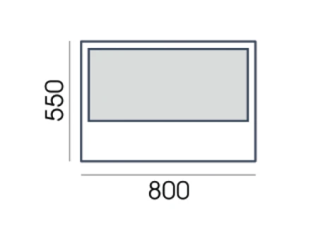 Przegroda biurkowa PN-1 Wuteh 800 × 550 mm – rysunek wymiarowy