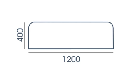 Przegroda biurkowa PP-12 Wuteh 1200 × 400 mm – rysunek wymiarowy