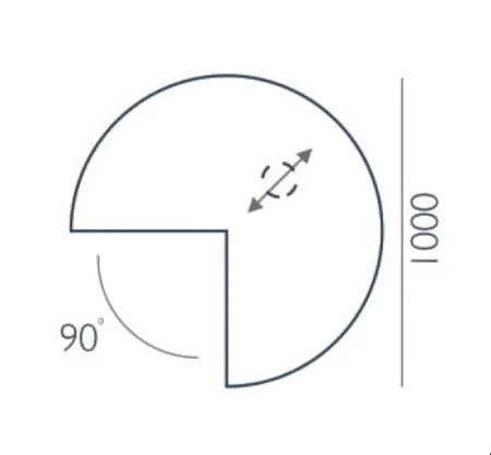 Rysunek z wymiarami przystawki P-1 Wuteh 1000 × 800 mm, kierunkiem usłojenia i miejscem montażu nog