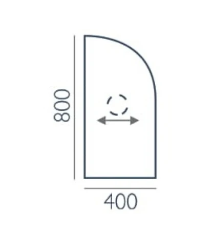 Rysunek z wymiarami przystawki P-9 Wuteh 800 × 600 mm, kierunkiem usłojenia i miejscem montażu nogi