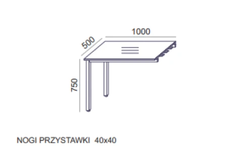 Rysunek z wymiarami przystawki SV-168 Sove Desk&MIX 1000 × 500 × 750 mm