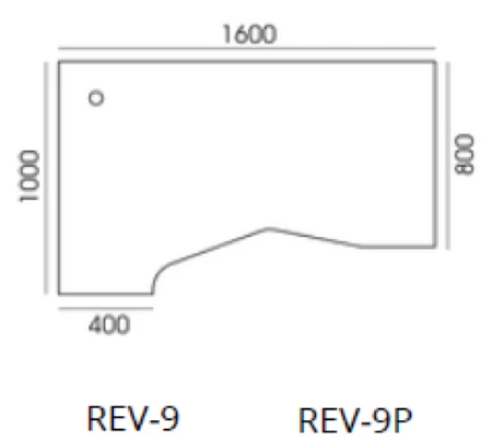 Wymiary biurka narożnego lewego Wuteh REVO 9 1600x1000 mm