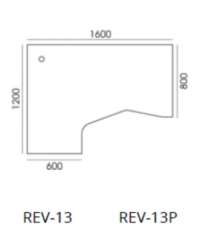 Wymiary biurka narożnego lewego Wuteh REVO 13 1600x1200 mm