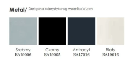kolory metalu narożnej lady recepcyjnej Vega LV-5 Wuteh