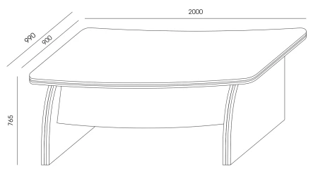 Biurko gabinetowe OSKAR KA-1 Wuteh – wymiary 2000 × 990/900 × 765 mm