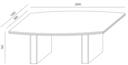 Stół konferencyjny OSKAR KA-12 Wuteh – wymiary 2000 × 1000/800 × 760 mm