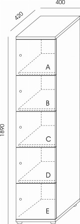 Locker pojedynczy LC-5 Wuteh 420 × 400 × 1890 mm – wymiary produktu
