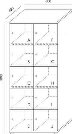 Locker podwójny LC-10 Wuteh 420 × 800 × 1890 mm – wymiary produktu