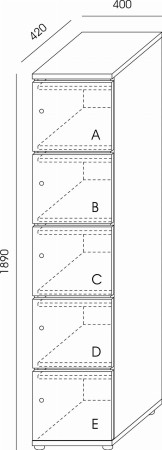 Locker pojedynczy z wrzutnią LC-5Z Wuteh 420 × 400 × 1890 mm – wymiary produktu