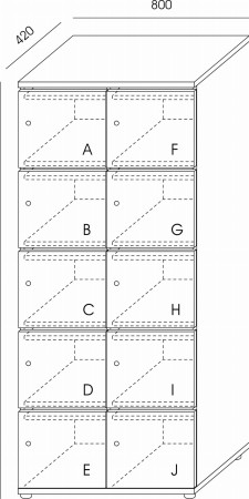 Locker podwójny z wrzutnią LC-10Z Wuteh 420 × 800 × 1890 mm – wymiary produktu