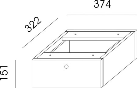 Wymiary szuflady podblatowej SKY-6 Wuteh – szerokość 374, głębokość 322 i wysokość 151 mm