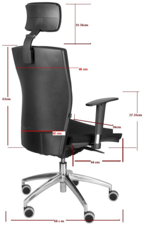 Kulik System Elegance K4 – wymiary fotela ergonomicznego widok boczny