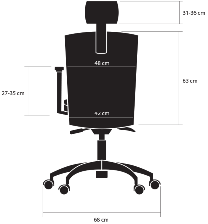 Kulik System Elegance K4 – wymiary fotela biurowego widok tylny