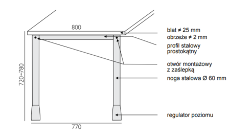 Biurko biurowe POLO PO-1 Wuteh (80x80x73,5cm)