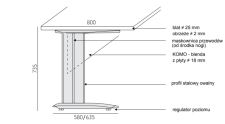 Biurko biurowe Komo KM-7 Wuteh (160x100x60)