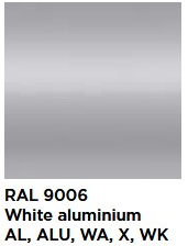 Kolory malowanego stelaża ławki AMIGO ARM-2 RAL 9006 – białe aluminium