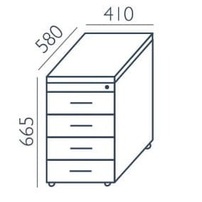 Kontener biurowy KO-4 58×41×66,7 Wuteh