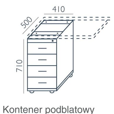 Wymiary kontenera biurowego KO-8 Wuteh 41x71 cm