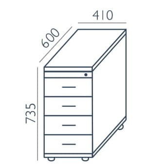 Kontener do biurka KO-6 41x73,5h Wuteh