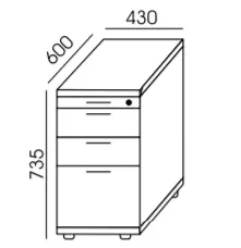 Kontener biurowy KO-11 42x73,5h Wuteh