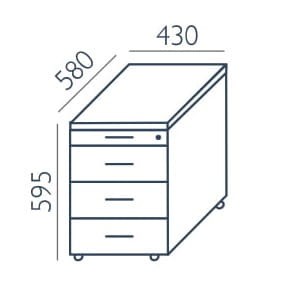 Kontener biurowy KO-9 42x59,5h Wuteh