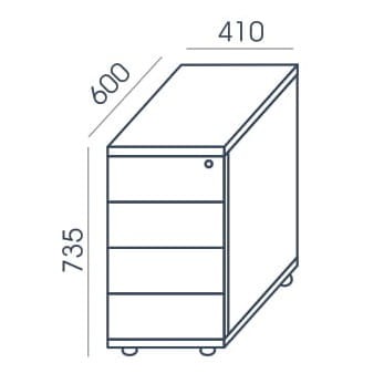 Kontener biurowy KO-19 41x73,5h Wuteh