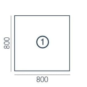 wymiary blatu Vega VG-1 Wuteh 800 × 800 mm z nogami płytowymi