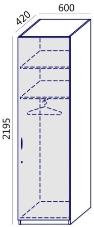 Wymiary szafy ubraniowej Profi Max MTX-20 Wuteh - wysokość 219,5 cm szerokość 60 cm głębokość 42 cm