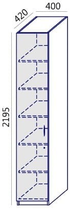 Wymiary szafy Profi Max MTX-07 Wuteh - wysokość 219,5 cm szerokość 40 cm głębokość 42 cm