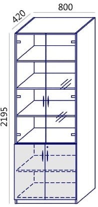 Wymiary witryny Profi Max MTX-16 Wuteh - wysokość 219,5 cm szerokość 80 cm głębokość 42 cm