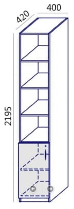Regał MTX-03  wysoki 40x219,5h Wuteh z drzwiami  lewy