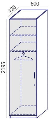 Szafa ubraniowa MTX-19 wysoka 60x219,5h Wuteh